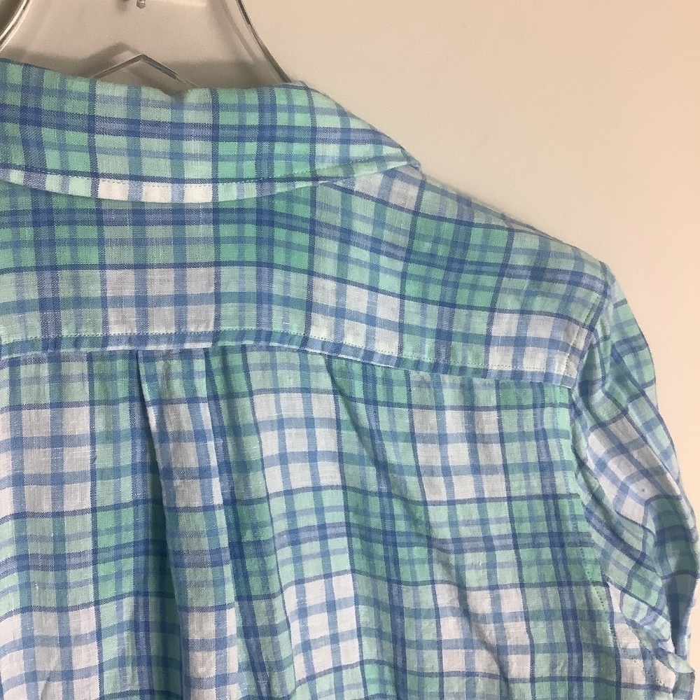 Vineyard Vines Women's Linen Relaxed Checks Button Down Shirt Size 4 - Picture 9 of 13